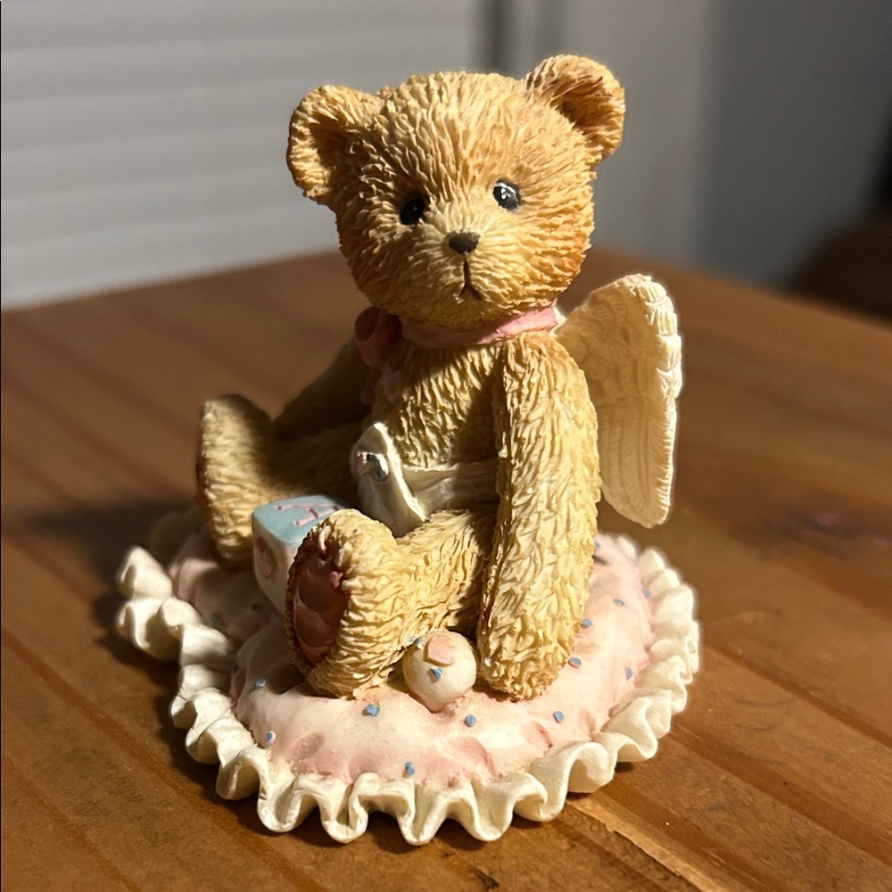 Cherished Teddies Tan and Pink Angel Bear Figurine